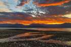 USA, Washington State, Seabeck. Vivid sunset over Hood Canal and Olympic Mountains. Art Print